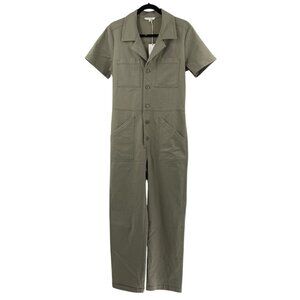 Olive Short-Sleeve Utility Jumpsuit